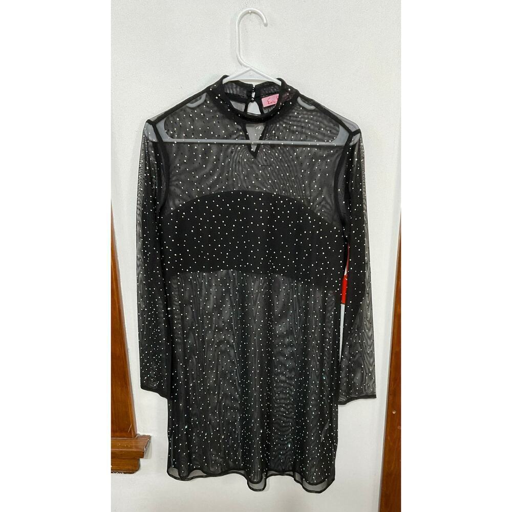 NWT Anthropologie Eva Franco Starlight Sheer Black Tunic Dress Rhinestones Small - Picture 3 of 9